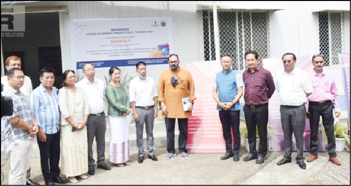 Union Minister of State for Skill Development & Entrepreneurship, Electronics & Information Technology, Rajeev Chandrashekhar during his visit to Mongken apparel and garment production and training unit, Dimapur. (DIPR Photo)